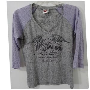 Harley-Davidson Gray & Purple Long Sleeve Tee Size S | Closet Match●